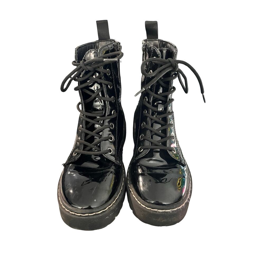 Sincerely Jules Harley Black Patent Platform Combat Boots Size 6.5 - Picture 3 of 11